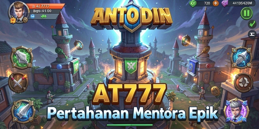Tampilan gameplay menarik dari AT777 dalam pertempuran Tower Defense.