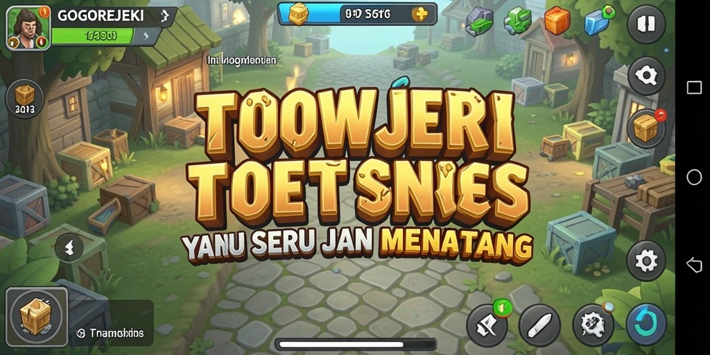 Tangkapan layar gameplay GOGOREJEKI menampilkan menara yang siap melawan musuh.
