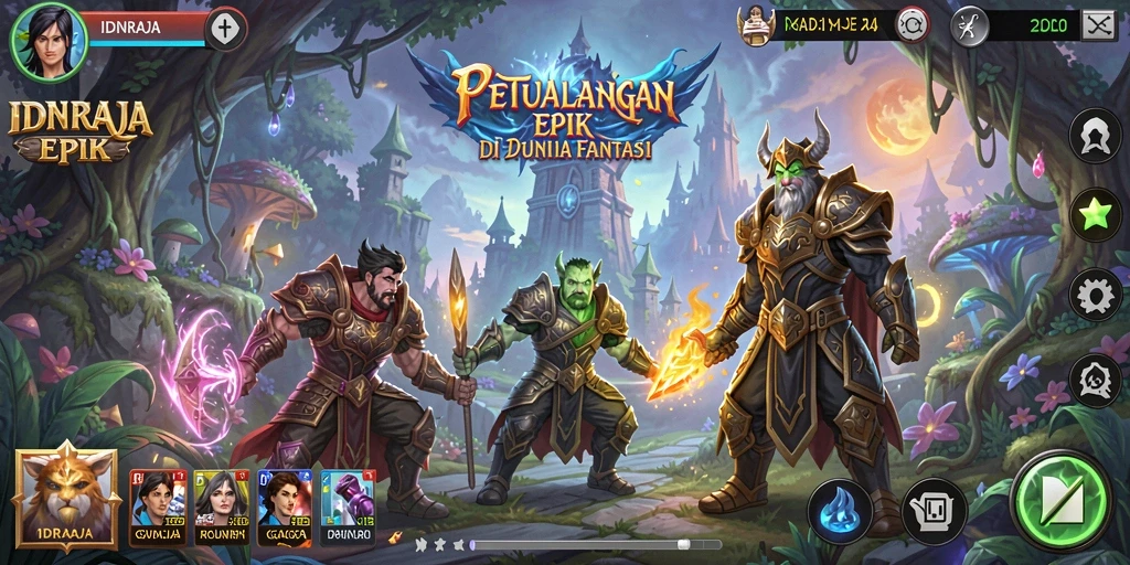 Tampilan gameplay IDNRAJA yang memukau dengan aksi petualangan seru.