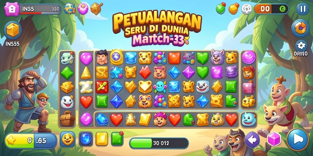 Tampilan menawan dari gameplay INS55 yang penuh warna.