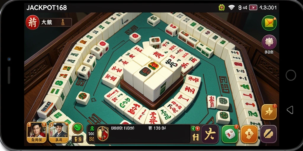 Screenshot utama gameplay JACKPOT168 yang menarik dalam permainan Mahjong.
