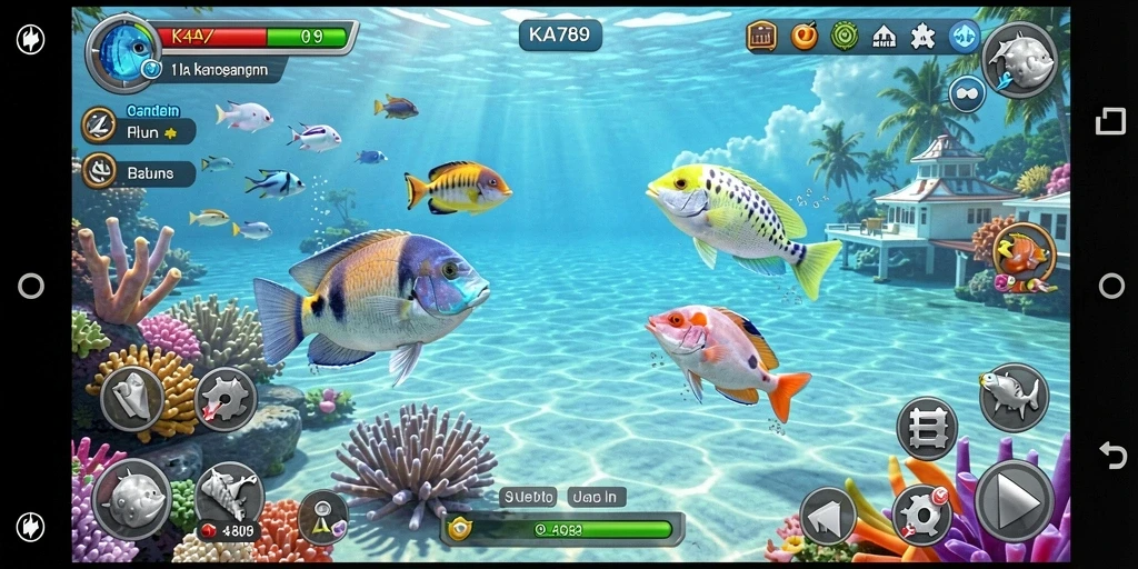 Screenshot utama KA789 menampilkan aksi seru dalam menangkap ikan.