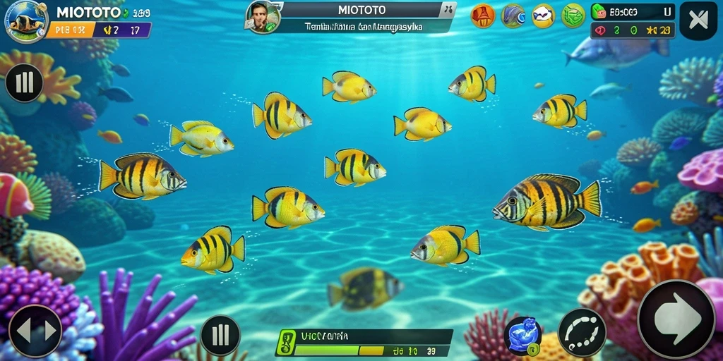 Tampilkan gameplay seru MIOTOTO saat menangkap ikan.