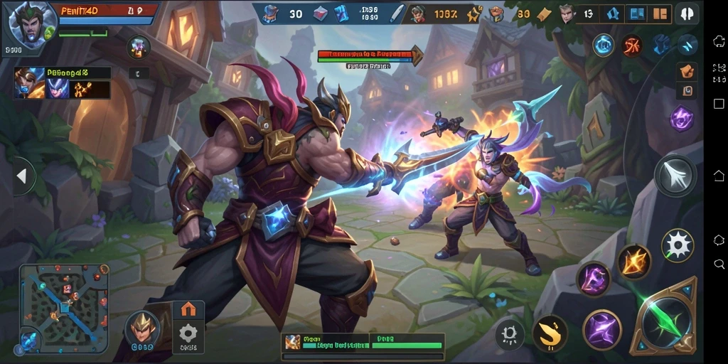 Tampilan gameplay seru dalam PENITI4D yang menampilkan aksi MOBA.