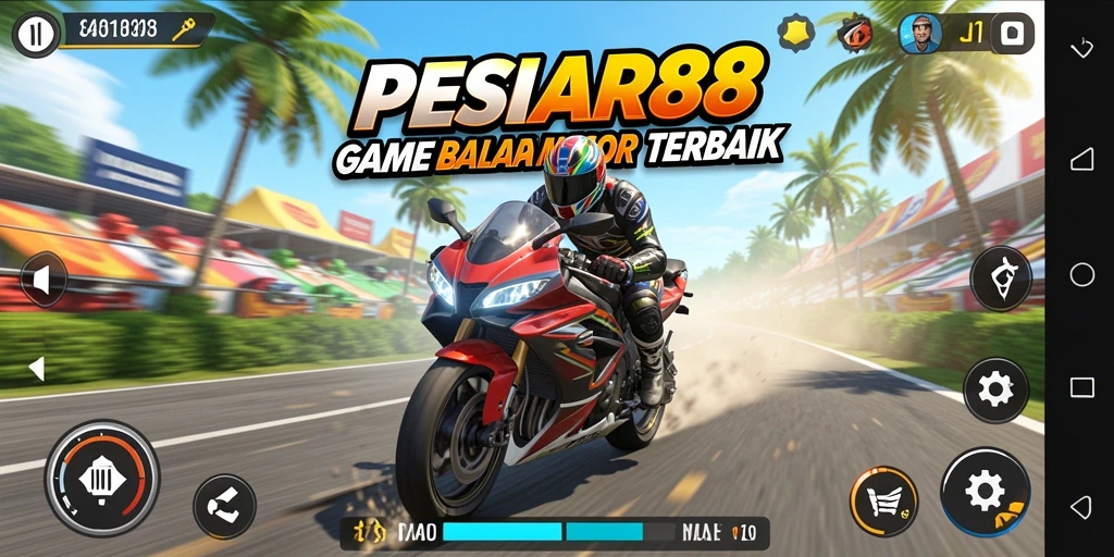 Gameplay PESIAR88 yang seru dan mendebarkan saat balapan motor.