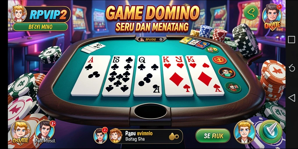 Screenshot gameplay RPVIP2 menampilkan aksi seru permainan Domino.