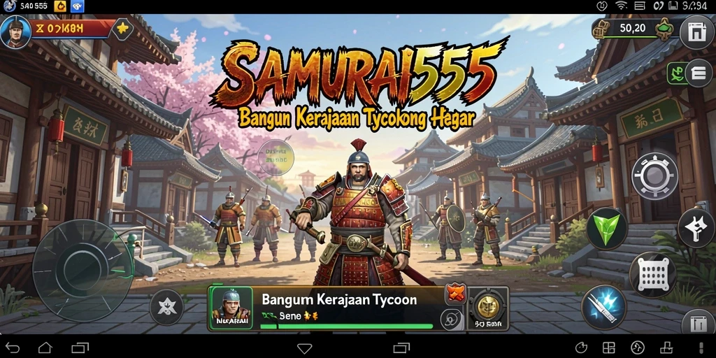 Screenshot gameplay <strong>SAMURAI555</strong> menampilkan strategi bisnis yang menarik.