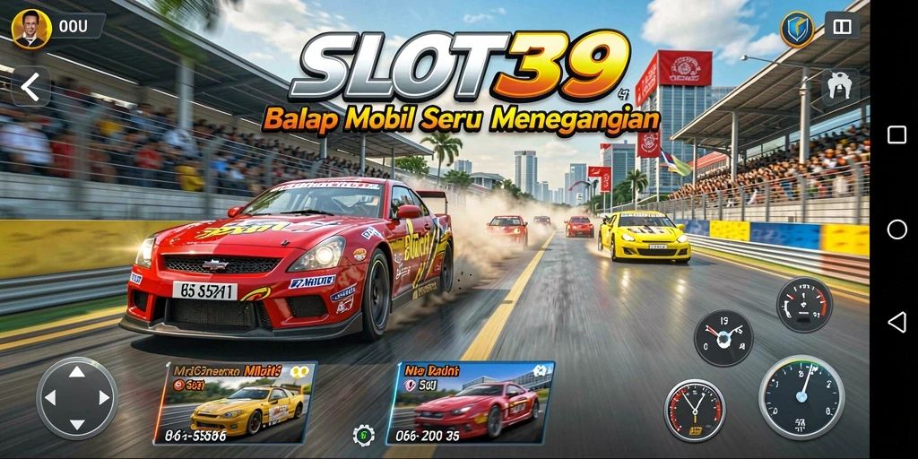 Tampilan gameplay menegangkan dalam SLOT39 saat melaju kencang.