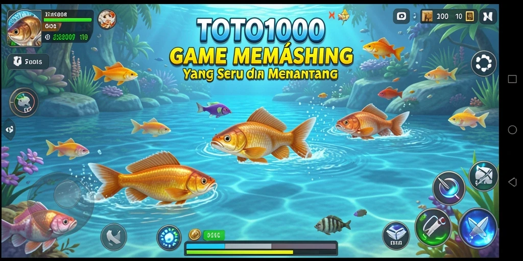 TOTO1000: Tampilan menarik gameplay memancing yang menantang.