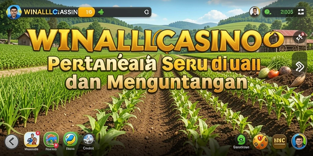 Tampilan gameplay WINALLCASINO dengan aktivitas bertani yang asyik.